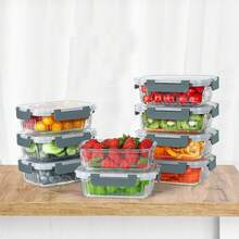 10 Packs 22 Oz Glass Meal Prep Containers With Lids, Airtight Glass Lunch Containers, BPAs Free, Microwave, Oven, Freezer And Dishwasher Friendly - 灰色 - 查看 7