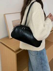 通勤風格春夏季芭蕾啟發設計銀色圖案領結風肩背兩用手提包，適合繁忙的女性在外出、購物或外出時使用（不包括領結） - 黑色 - 查看 4