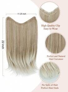 Extensiones de cabello con clip, cabello largo en capas ondulado en forma V de una sola pieza con 5 clips para uso diario de mujeres (rubio) - Dorado - Ver 2