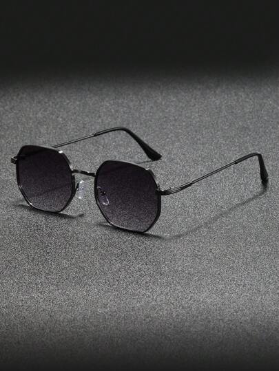 نظارة شمسية معدنية إطار هندسي مخصصة للرجال للاستخدام في الخارج والعطلات والتنقل، نظارة شمسية للحماية من أشعة الشمس، إكسسوارات شاطئ، نظارات شمسية للصيف والعطلات والخارج والسفر