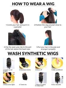 Synthetic Claw Clip Ponytail Extension 8-Inch Light Brown Short Curly Ponytail Hair Piece For Women's Daily Use