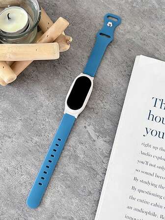 1pc Blue Silicon Strap Compatible With Xiaomi Mi Band 8 And Universal For Band 7/6/5/4/3NFC, Replacements With 8-Shaped Buckle, Ins Style, Unique Personalized For Men And Women