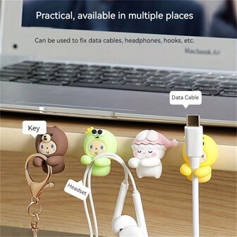 2pcs Cute Punch-Free Cable Organizer For Mobile Phone Charging And Data Cable Storage - Non-Marking, Fastening Cable Clip