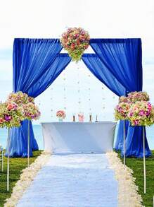 1pc/2pcs Sheer Backdrop Curtain, Transparent Background Curtain, Suitable For Birthday Party, Wedding, Spring Party, Photography Background Decor (Blue), Valentine's Day Decor, Holiday Party Photography Background, Hanging Backdrop, Thanksgiving, Halloween, Christmas - Blue - View 4