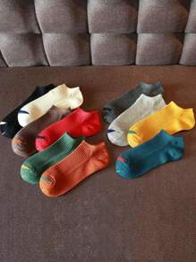 5 Pairs Random Women's Solid Color No Show Socks,Low Cut Socks ,Soft And Comfortable,Suitable For Daily Wear,Office Wear