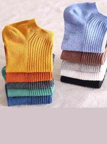 5 Pairs Random Women's Solid Color No Show Socks,Low Cut Socks ,Soft And Comfortable,Suitable For Daily Wear,Office Wear