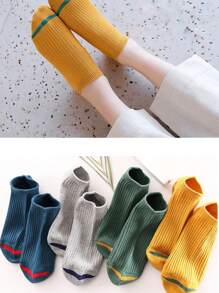 5 Pairs Random Women's Solid Color No Show Socks,Low Cut Socks ,Soft And Comfortable,Suitable For Daily Wear,Office Wear
