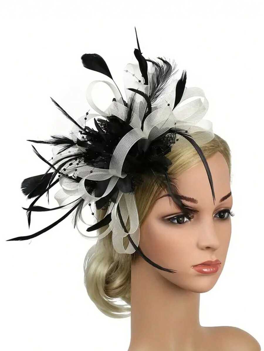 FRCOLOR 1920er Fascinator Mit Stirnband - Vintage Kopfschmuck Für Hochzeit & Tea Party | Bunte Federn & Elastisches Band