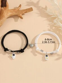 ATLVXJL Bộ 2 chiếc vòng tay mặt dây chuyền hình trái tim đính ngọc trai phát sáng hình phi hành gia dành cho cặp đôi, quà tặng. - Nhiều màu - Xem 11