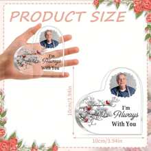 1pc Personalized Photo Memorial Plaque Gift, Custom Heart Shaped Memorial Funeral Gift, Memorialize Gifts For Loss Of Mother, Father, Family Members, Desk Ornament, Waterproof, Compact, Ornamental Exquisite, Stylish, Adorable, High-Quality Custom, Personalized, Family, Friends, Workers, Dad, Mom For Birthdays, For Weddings, For Housewarming, For Children's Day,Christmas Gift Supplies - Multicolor - View 7