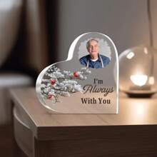 1pc Personalized Photo Memorial Plaque Gift, Custom Heart Shaped Memorial Funeral Gift, Memorialize Gifts For Loss Of Mother, Father, Family Members, Desk Ornament, Waterproof, Compact, Ornamental Exquisite, Stylish, Adorable, High-Quality Custom, Personalized, Family, Friends, Workers, Dad, Mom For Birthdays, For Weddings, For Housewarming, For Children's Day,Christmas Gift Supplies - Multicolor - View 5