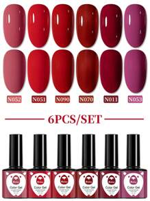 XEIJAYI 1 件套,閃光凝膠指甲油套裝適合初學者,帶紫外線 6 色尖凝膠指甲油,帶頂部、啞光頂部和底漆持久全季入門套裝美甲沙龍家用美容禮品套裝女士禮物 - 彩色 - 查看 2