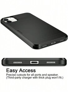 1 pièce Coque de téléphone en TPU+PC noire avec fente coulissante, étui antichute compatible avec iPhone11/iPhone 7p/8p/iPhone X/XS/XS Max/iPhone12, pour hommes