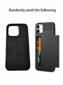 1 pièce Coque de téléphone en TPU+PC noire avec fente coulissante, étui antichute compatible avec iPhone11/iPhone 7p/8p/iPhone X/XS/XS Max/iPhone12, pour hommes