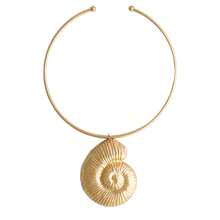 1pc Exaggerated Unique Spiral Metallic Necklace, Perfect For Beach Vacation And Party