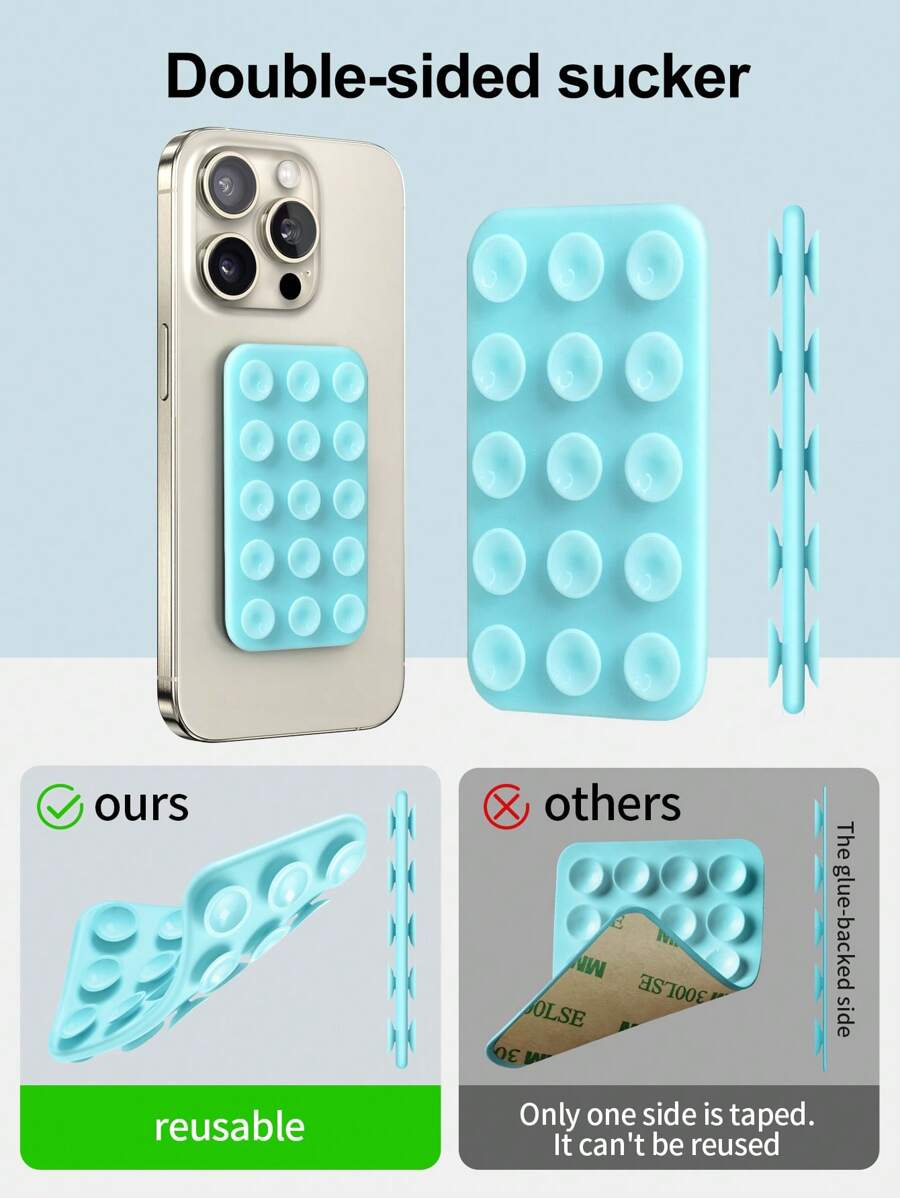 Habyby DoubleSided Suction Phone Case Holder, Silicone Phone