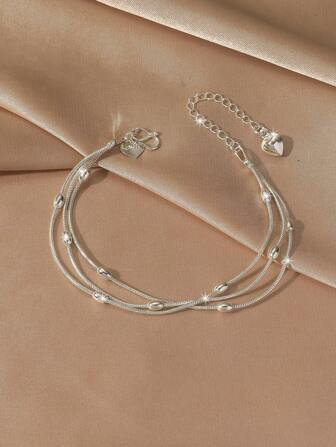 1pc Minimalist Elegant 3-Line Olive Bead Bracelet