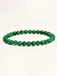 1 pièce Bracelet de perles rondes en pierre de malachite verte