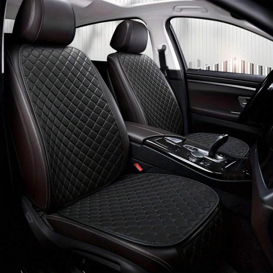 2 pièces Coussin de siège de voiture universel confortable Coussin de siège avant de voiture universel toutes saisons Étoile Broderie Siège simple avant avec dossier antidérapant (1 siège avant + 1 dossier )