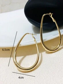 1 Đôi bông tai tròn kim loại cá nhân hóa phong cách Châu Âu và Châu Mỹ - vàng hình bầu dục 2818 - Xem 4