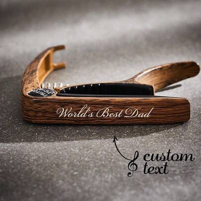 1 pieza Cejilla de guitarra personalizada con textura de madera, Afinador de guitarra personalizado, Apto para guitarra eléctrica/acústica/ukelele y otros instrumentos, Gran regalo de cumpleaños para amigos guitarristas, maestros de música, Día de la Madre, Día del Padre, San Valentín, Inauguración de la casa, Cumpleaños, Aniversario de boda, Regalo para el mejor amigo