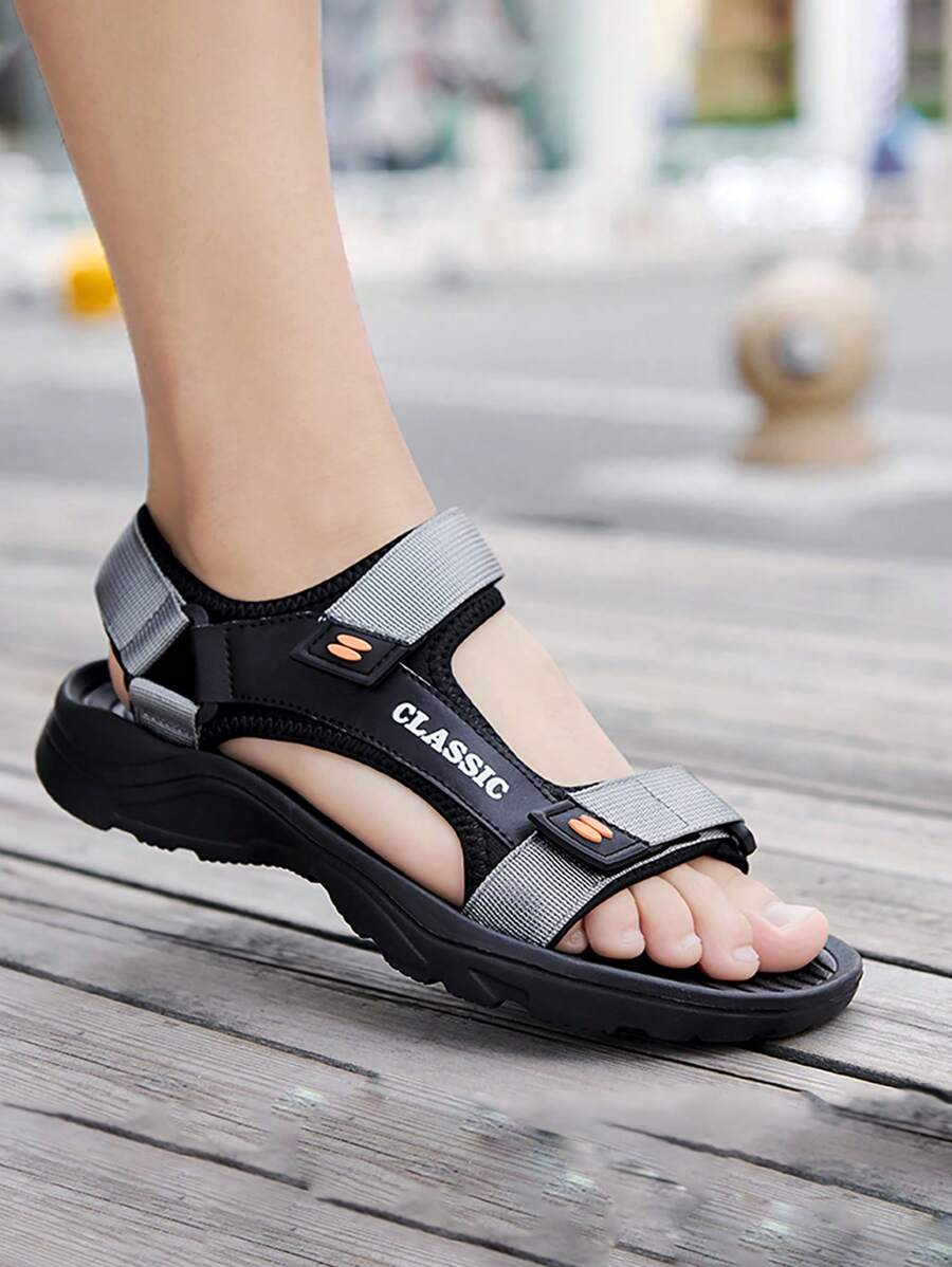 Men's Contrast Color Letter Print Summer Fashion Sports Sandals - Grey - View 1