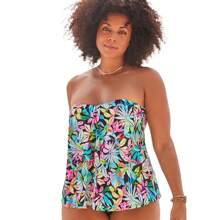 Swimsuits For All Women's Flyaway Bandeau Tankini Top - MULTI TROPICAL - View 1