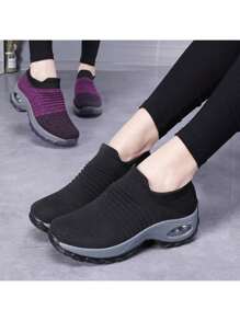 Women's Comfortable Breathable Mesh Sneakers - Black and White - View 6