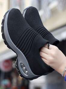 Women's Comfortable Breathable Mesh Sneakers - Black and White - View 3
