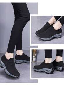 Women's Comfortable Breathable Mesh Sneakers - Black and White - View 4