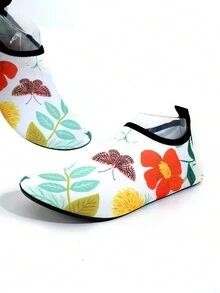 女士白色沙灘鞋，具有防滑和透氣的印花柔軟鞋底和輕便的室內瑜伽運動鞋，適用於女性健身。白色水襪，具有防滑鞋底，適用於赤足潛水。 - 彩色 - 查看 4