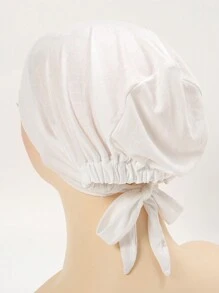 1pc Women Solid Color Modal Headwrap Cap With Single Crossed Straps And Adjustable Headband - White - View 4