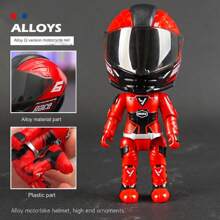 1pc Motorcycle Rider Transformable Doll Helmet Action Figure Desk Decoration Model Gift For Boys And Girls Toys - Multicolor - View 6