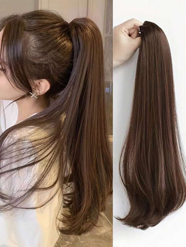 Synthetic Claw Clip On Ponytail Hair Extension  For Women Slightly Cocked Pony Tail Hair Hairpiece