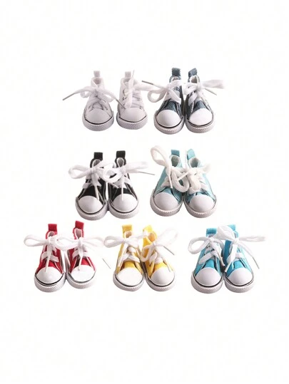 1 Pair Of 5cm Long Doll Lace-Up Canvas Shoes, Doll Casual Sneakers, Sports Shoes, Suitable For 14-Inch American Doll, Fashionable Doll Accessory, Ideal Birthday Gift, Holiday Gift, Toy Gift For Girls And Boys