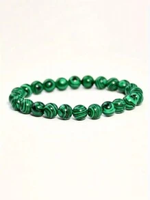 1 pièce Bracelet de perles rondes en pierre de malachite verte