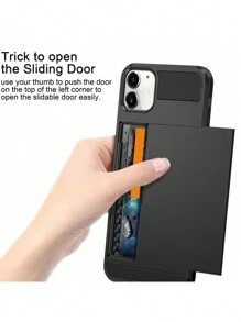 1 pièce Coque de téléphone en TPU+PC noire avec fente coulissante, étui antichute compatible avec iPhone11/iPhone 7p/8p/iPhone X/XS/XS Max/iPhone12, pour hommes