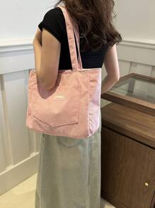 Torba typu tote z kordu o dużej pojemności, w jednolitym kolorze, prosta, dla studentów, z wieloma przegródkami, idealna na plażę, do szkoły, do pracy i do codziennego użytku