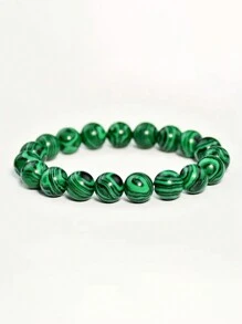 1 pièce Bracelet de perles rondes en pierre de malachite verte