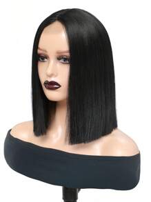 Short Bob Wigs Synthetic Straight Bob Wig 12 Inch Shoulder Length Middle Part Natural Color Wig For Daily Party Use