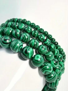 1 pièce Bracelet de perles rondes en pierre de malachite verte