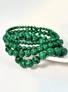 1 pièce Bracelet de perles rondes en pierre de malachite verte