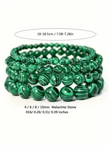 1 pièce Bracelet de perles rondes en pierre de malachite verte