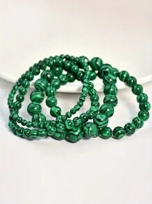 1 pièce Bracelet de perles rondes en pierre de malachite verte