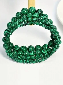 1 pièce Bracelet de perles rondes en pierre de malachite verte