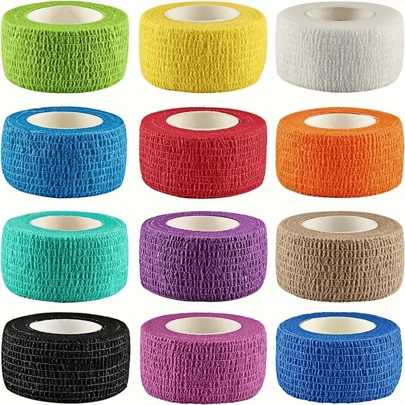 6 Cuộn Băng Thun Tự Dính - 2,5cm/0,98 inch - Màu Ngẫu Nhiên - Dùng Để Cố Định Ngón Tay, Ngón Chân, Băng Thể Thao Màu Nude Và Gạc Y Tế Phụ Kiện Tập Gym Băng Thể Thao Bán