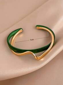 1pc Luxury White Pearl Plate Twisted Metal Texture Bangle Bracelet For Women, Everyday Wear