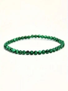 1 pièce Bracelet de perles rondes en pierre de malachite verte