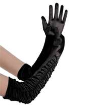 Lange, einfarbige, mehrfarbige, zerknitterte, seidenweiche Zeremonialhandschuhe aus Satin für Damen, tanzbühnengeeignet, elastisch, retrostil, für Oper, Halloween, Weihnachten - plissierte Handschuhe - Übersicht 2