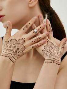 4 Sheets Tattoo Stencils Reusable Templates Tattoo For Hand Glitter Airbrush DIY Tattooing Template Flower Tattoo Stickers For Women Girls Body Art Self Adhesive Stencils Party Gift